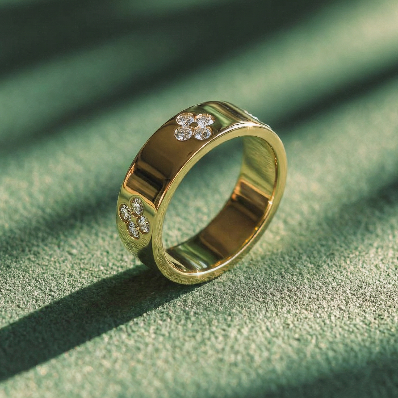 Clover Finder | Minimalist Stackable  Diamond Gold Band Ring