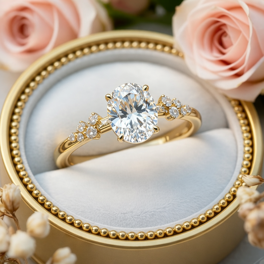 Oval Nova Design 2ct Diamond Cut Moissanite Engagement Ring