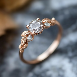 Floral Vine Salt and Pepper Diamond Engagement Ring