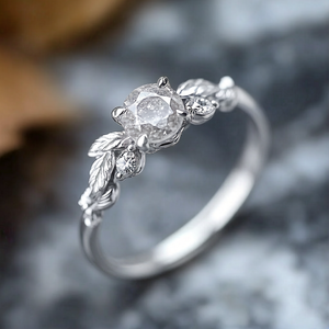 Floral Vine Salt and Pepper Diamond Engagement Ring