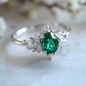 Mosslight Glade | Vintage Emerald Forest Engagement Ring