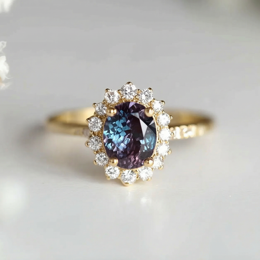 Celine's Deep | Oval Mystical Blue Alexandrite Engagement Ring