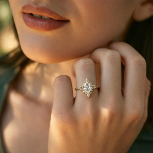 Aurora Swirl Diamond Ring in Filigree Setting