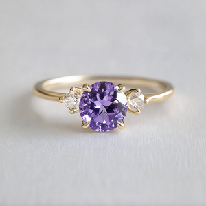 Velvet Twilight | Three-Stone Tanzanite & Moissanite Ring