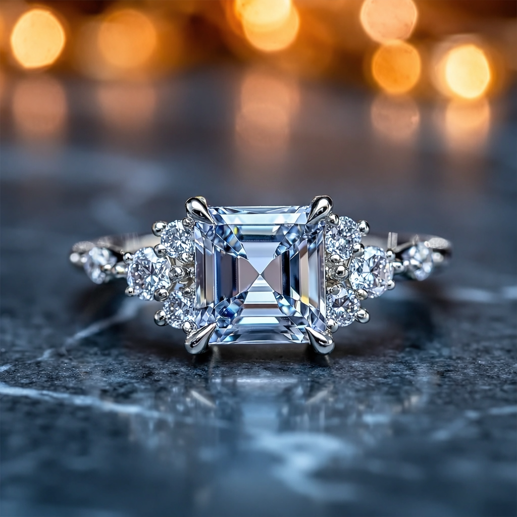 The Gisella Blue | 2CT Asscher-Cut Solitaire Ring