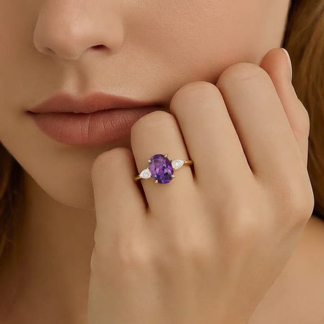 Minimalist Lab-Grown Alexandrite Solitaire Gold Ring