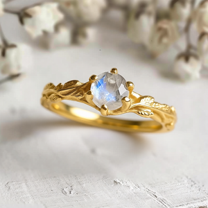 Vine & Moonlight Engagement Ring – Garden Angel Moonstone Ring