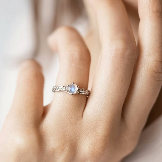Vine & Moonlight Engagement Ring – Garden Angel Moonstone Ring