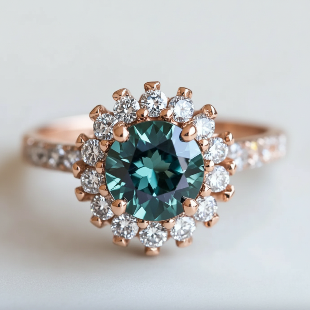 The Royal Blue Sapphire Halo Engagement Ring, Blue Sapphire Engagement ring