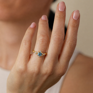 Selene's Horizon Blue Sapphire Ring in Gold