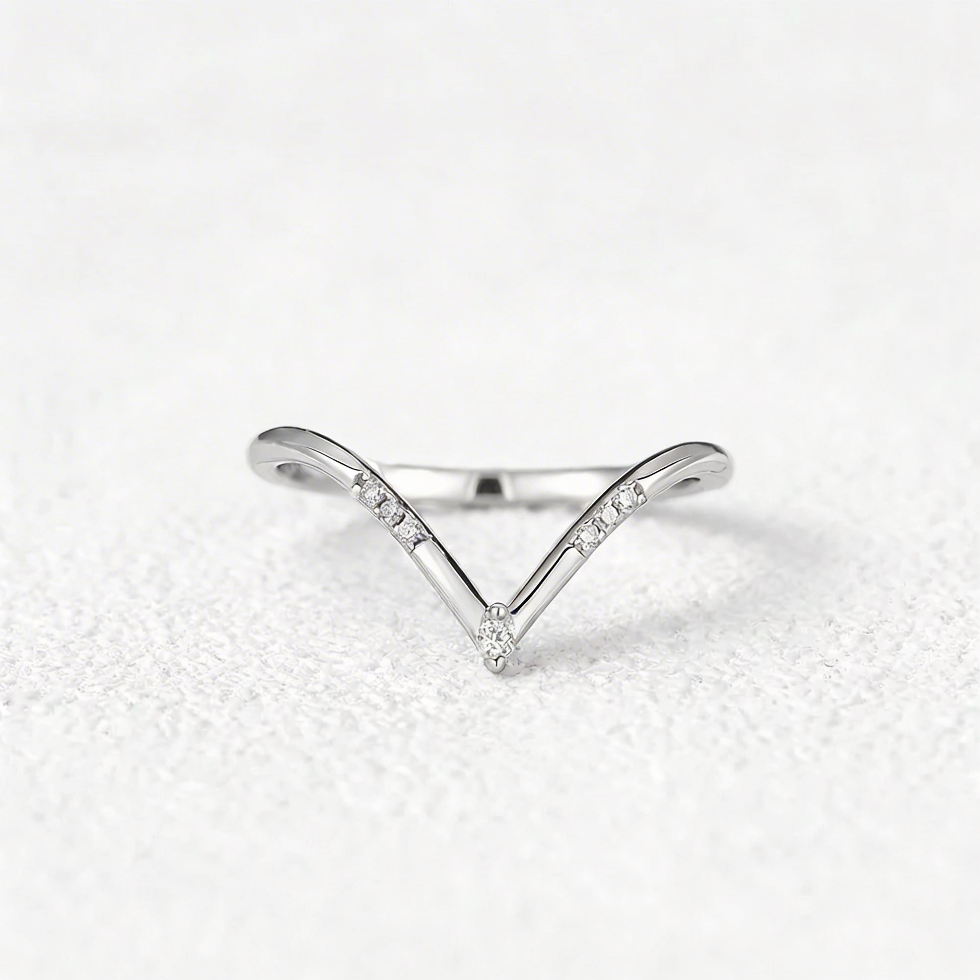 Round Cut Moissanite Half Eternity Curved Wedding Band in Gold