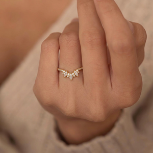 Marquise Cut Moissanite Half Eternity Curved Wedding Band in White Gold