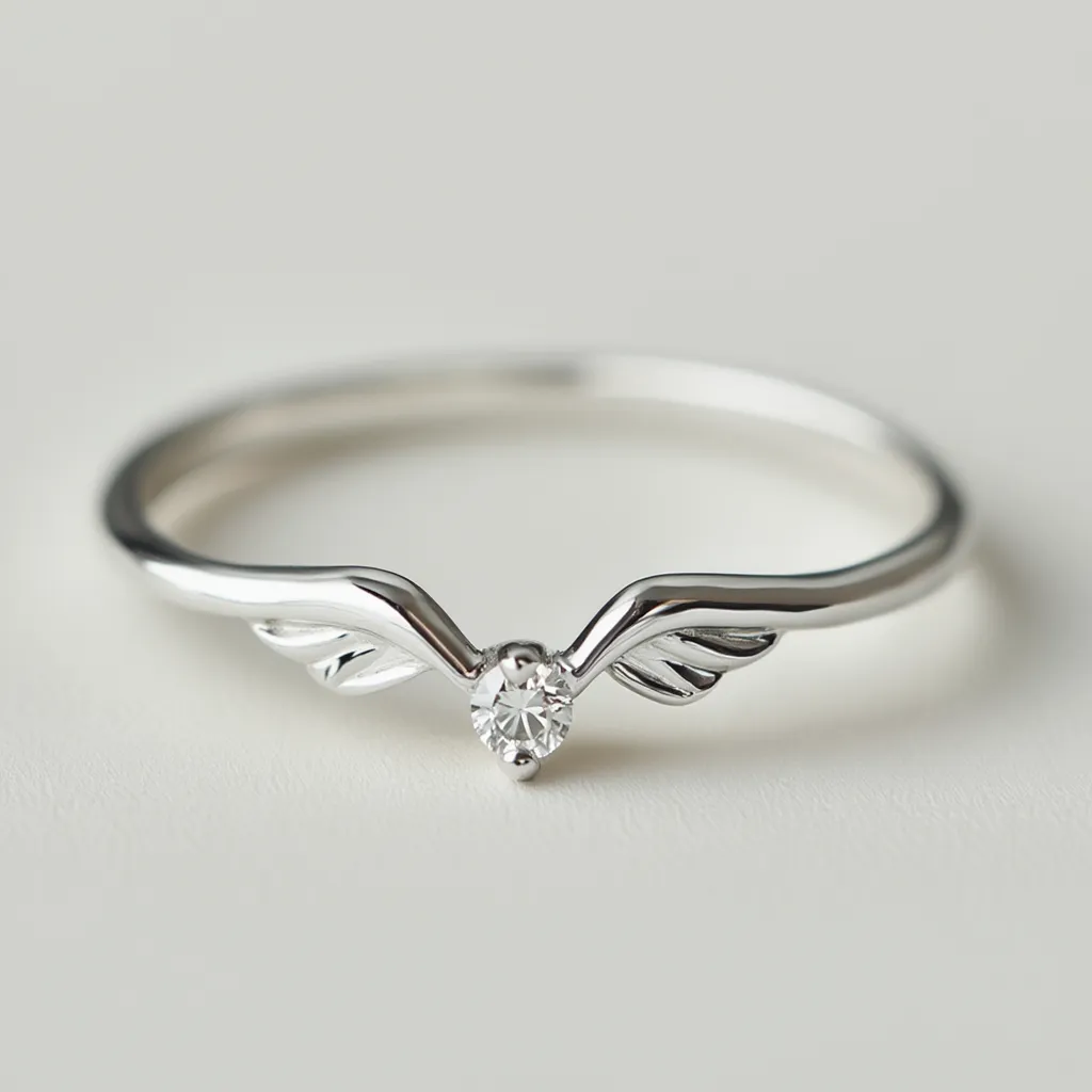 Angel‘s Whisper | V-Wing Solitaire Diamond Wedding Band
