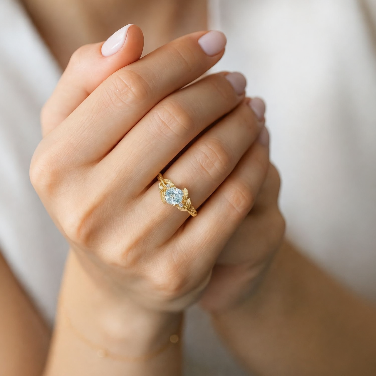 Marina's Ivy – Round Cut Aquamarine Engagement Ring