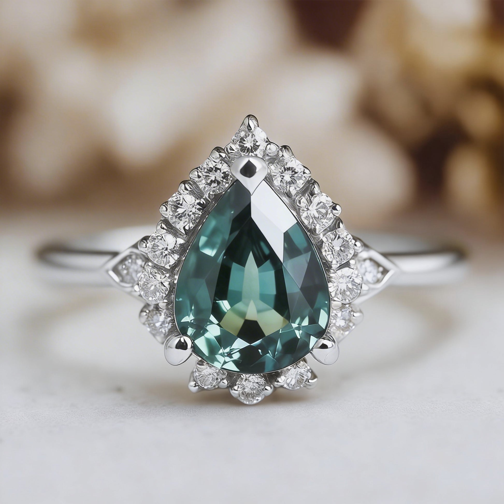 Lyra's Tear | Pear Cut Classic Sapphire Engagement Ring