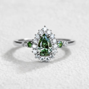 Stella's Mint | Classic Pear Cut Green Diamond Engagement Ring