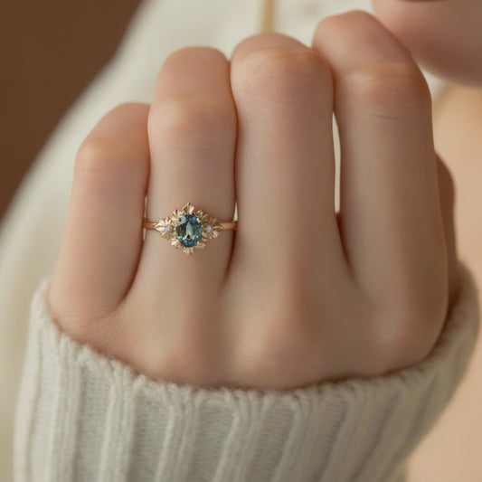 Fairy’s Teal Treasure: A Rare Sapphire Engagement Ring