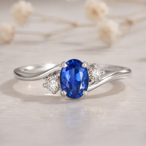 Luna's Curve | Blue Sapphire Vintage Engagement Ring