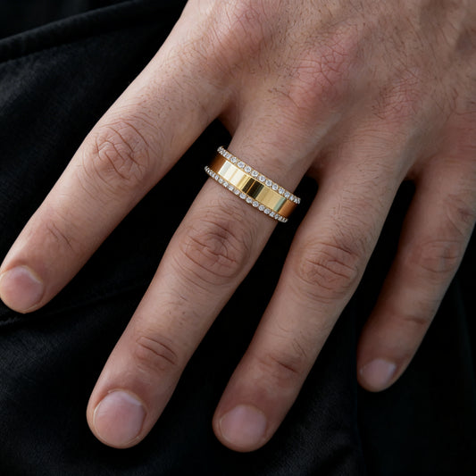 Twin Edge | Double Diamond Band in Polished Finish