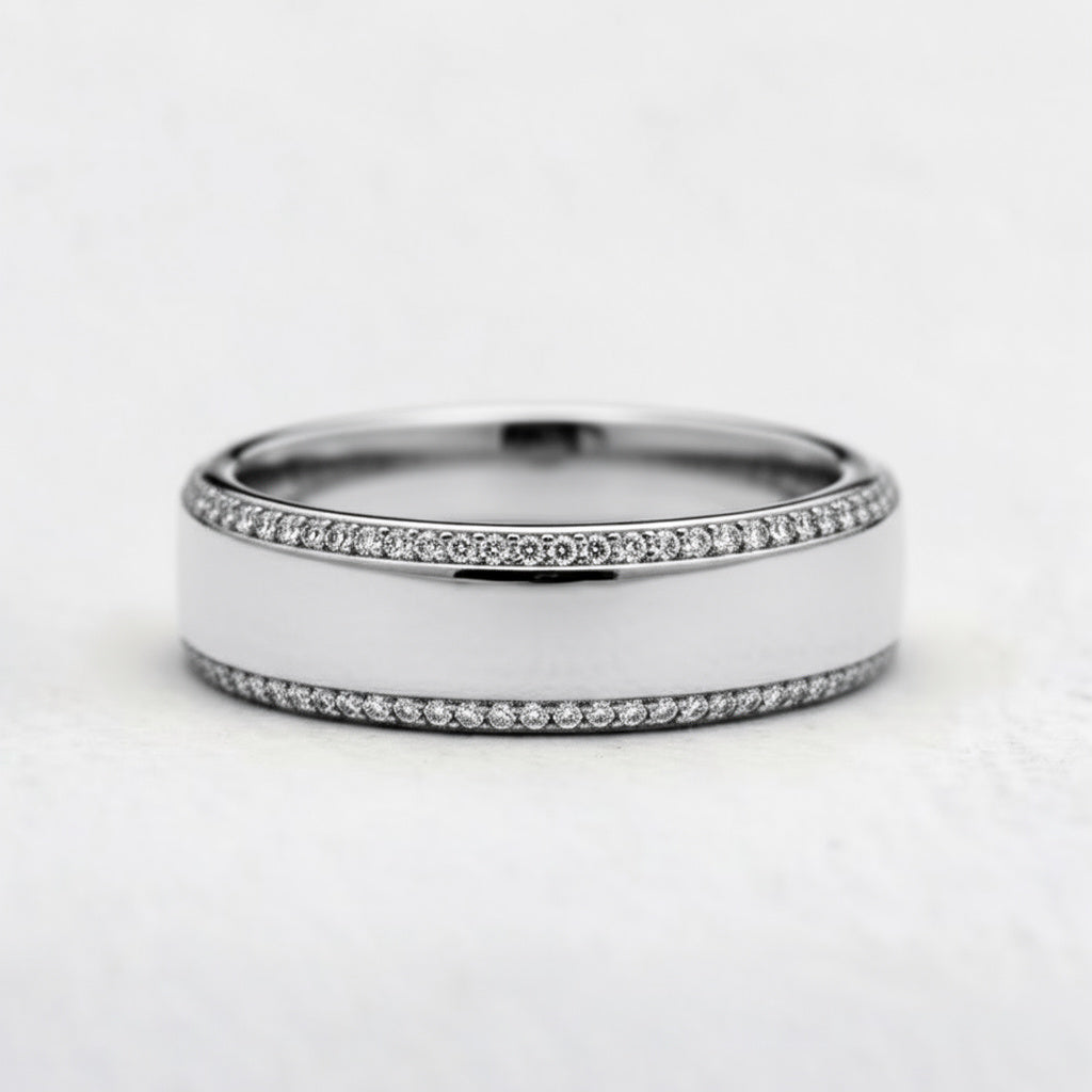 Twin Edge | Double Diamond Band in Polished Finish
