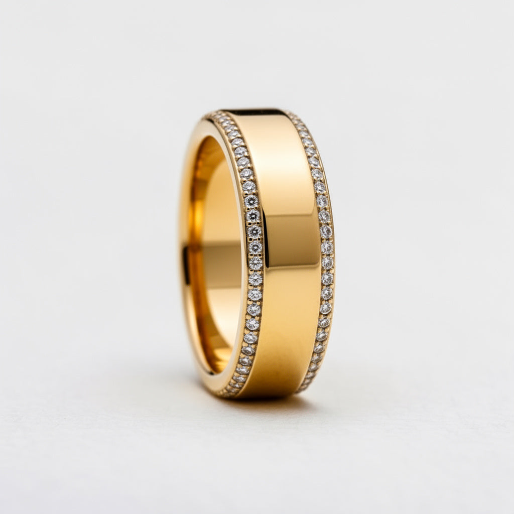 Twin Edge | Double Diamond Band in Polished Finish