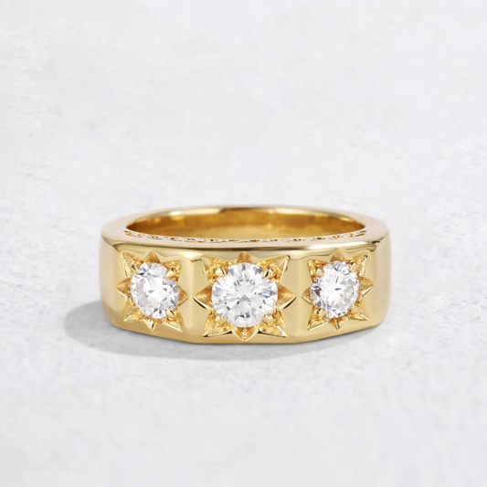 Solaris Burst | Round Moissanite Wedding Band