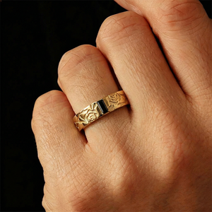 Thorn & Rose | Rectangular Black Diamond Men's Band