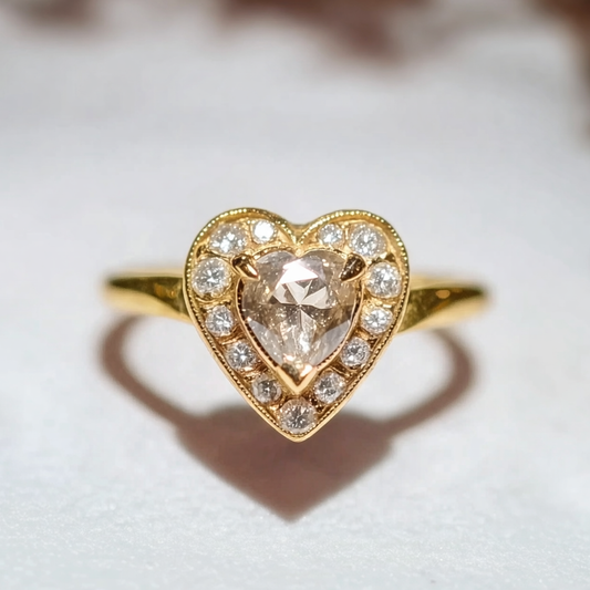 Evertrue Halo Heart Salt And Pepper Diamond Ring