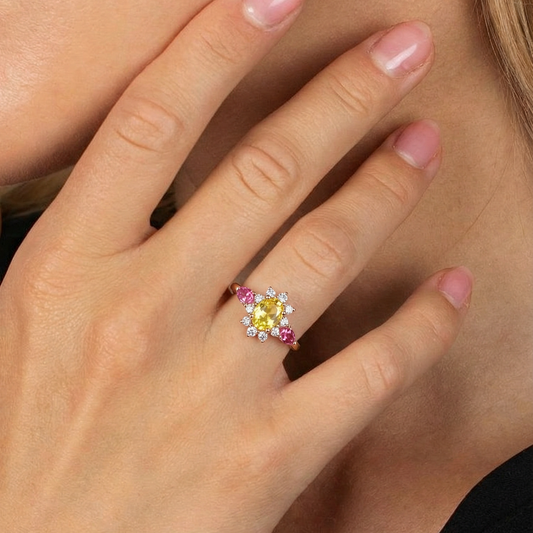 Golden Glow Oval Sapphire Ring – Yellow Sapphire Engagement & Wedding Band