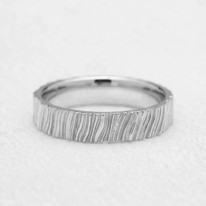 The Organic Grain | Hand-Carved Wood Texture Wedding Band