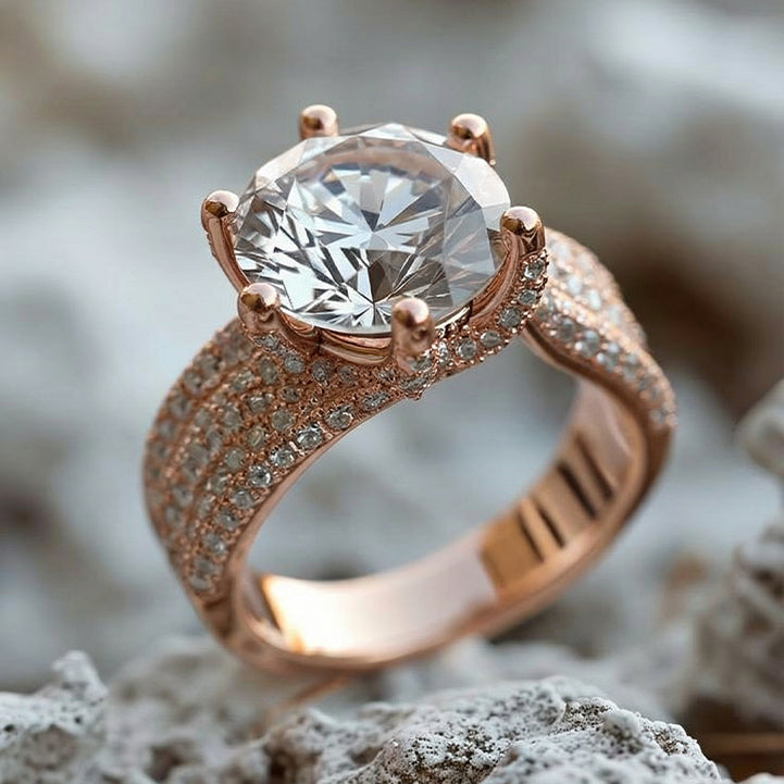 Solitaire Princess-Cut Silver Moissanite Statement Ring