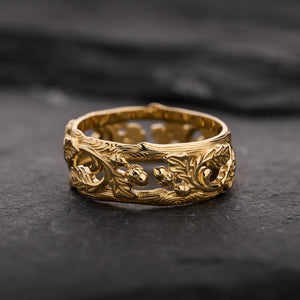 The Airy Grove | An Openwork Wide Band of Oak & Acorn