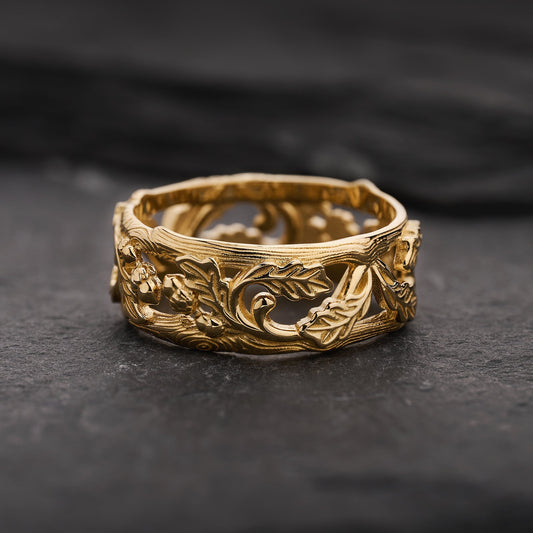 The Airy Grove | An Openwork Wide Band of Oak & Acorn