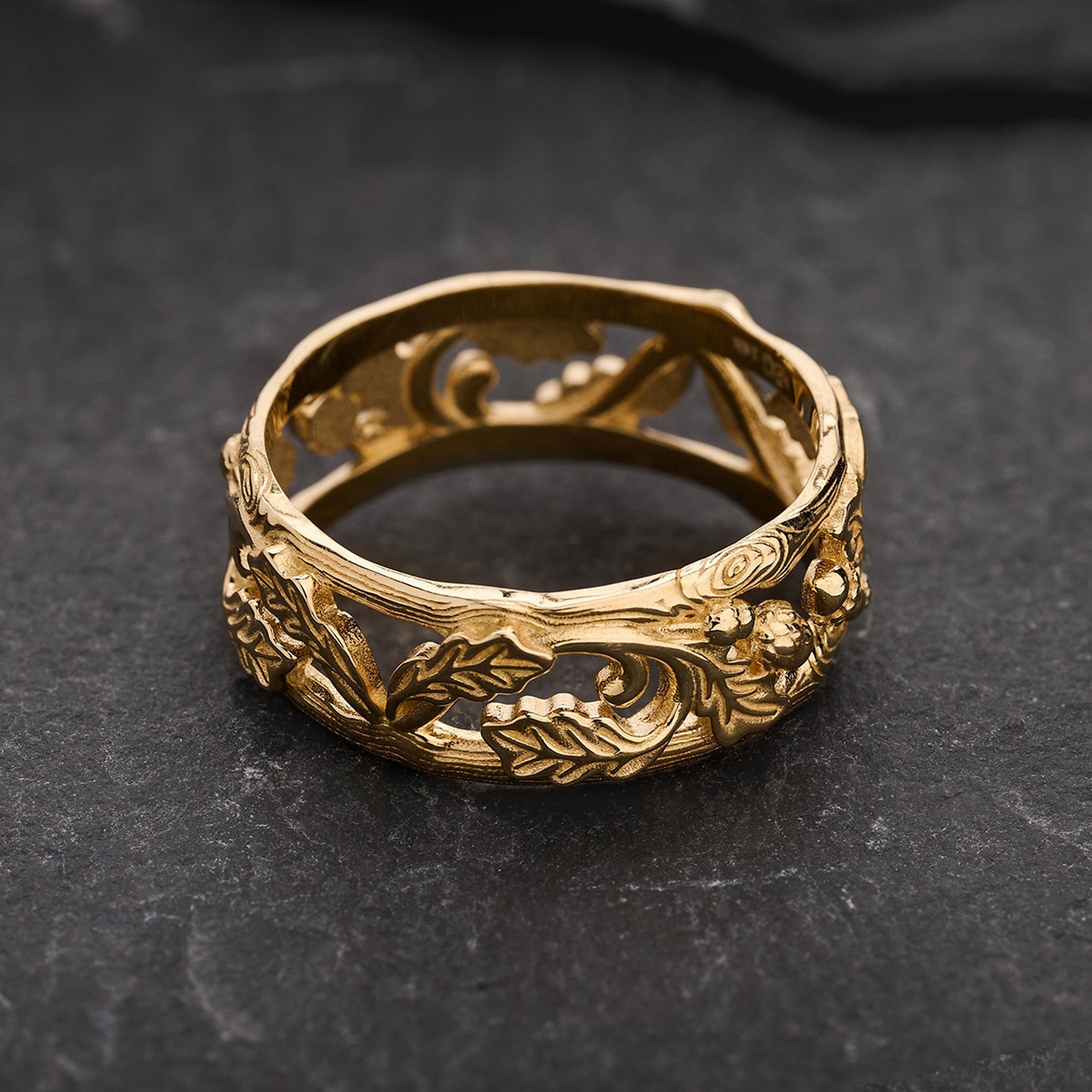 The Airy Grove | An Openwork Wide Band of Oak & Acorn