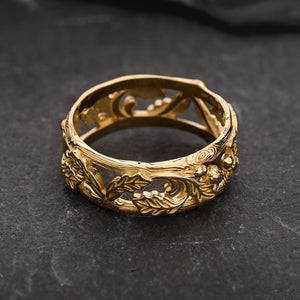 The Airy Grove | An Openwork Wide Band of Oak & Acorn