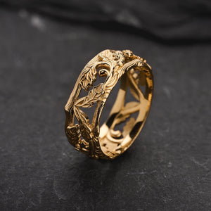 The Airy Grove | An Openwork Wide Band of Oak & Acorn