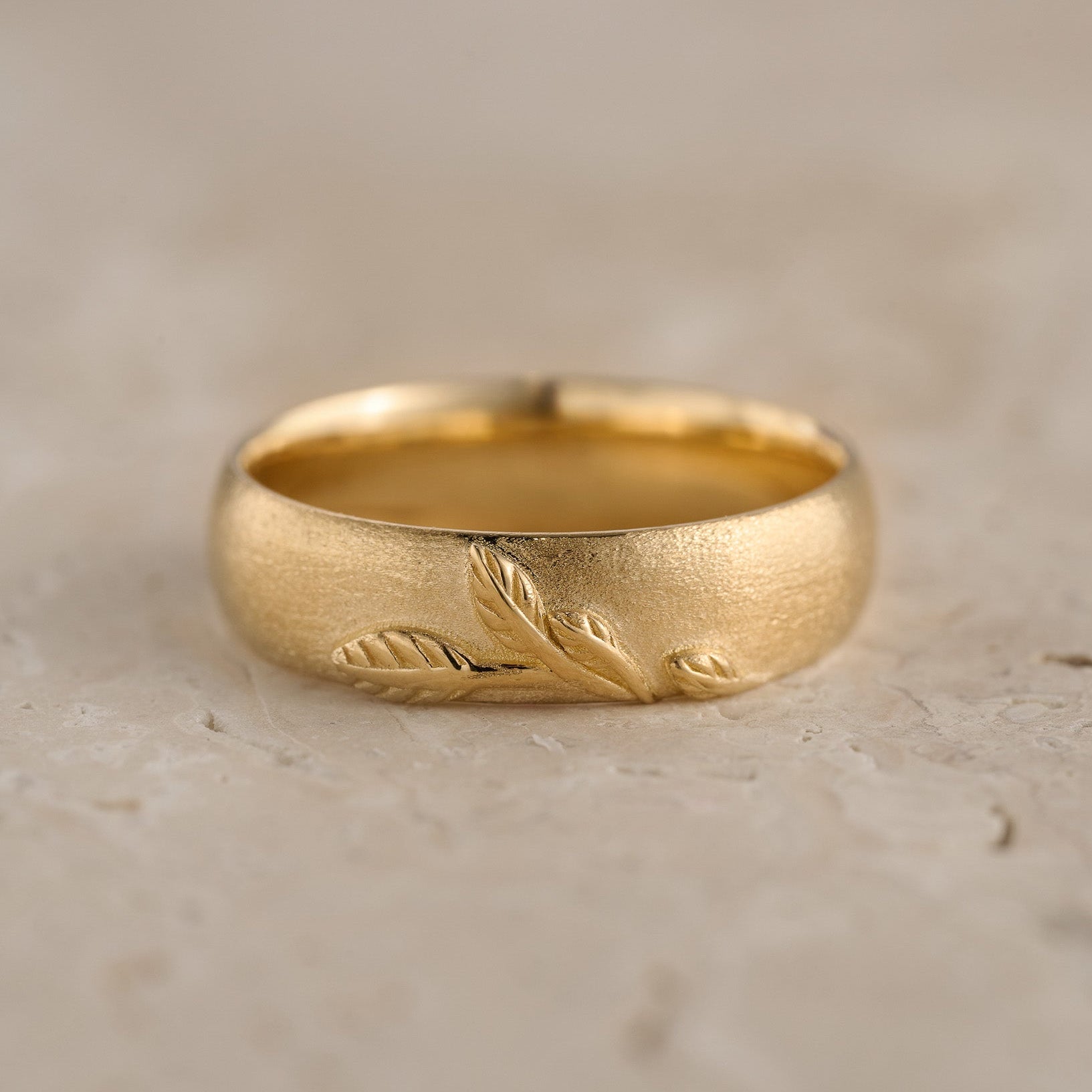 The Intertwined Wedding Set – Sandblasted Branch & Curved Vine Bands