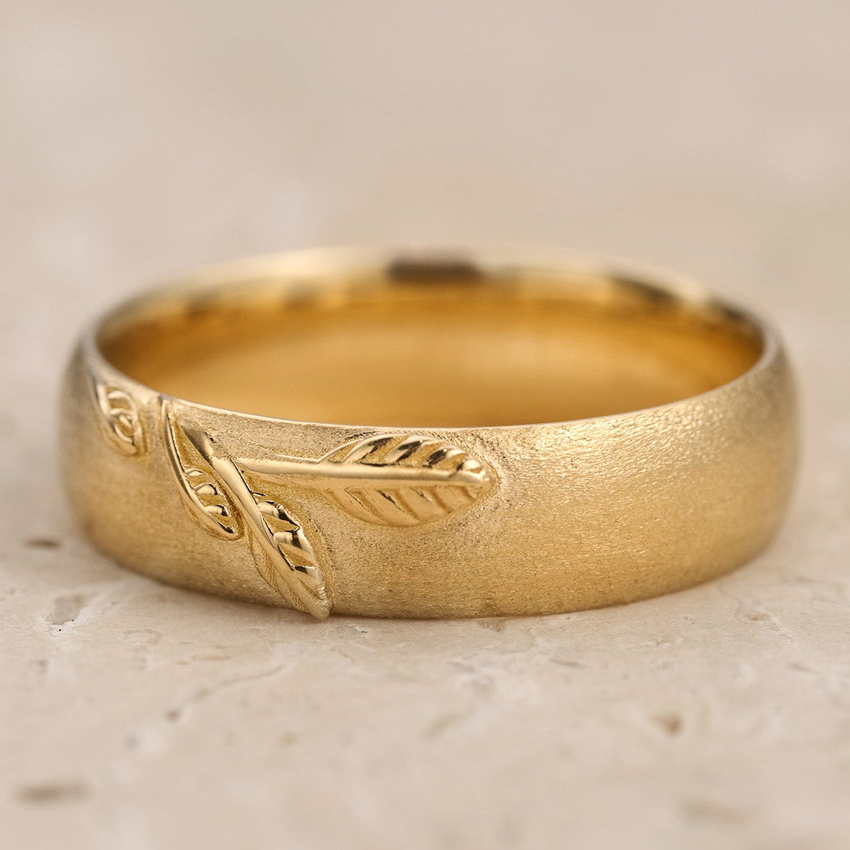 The Intertwined Wedding Set – Sandblasted Branch & Curved Vine Bands