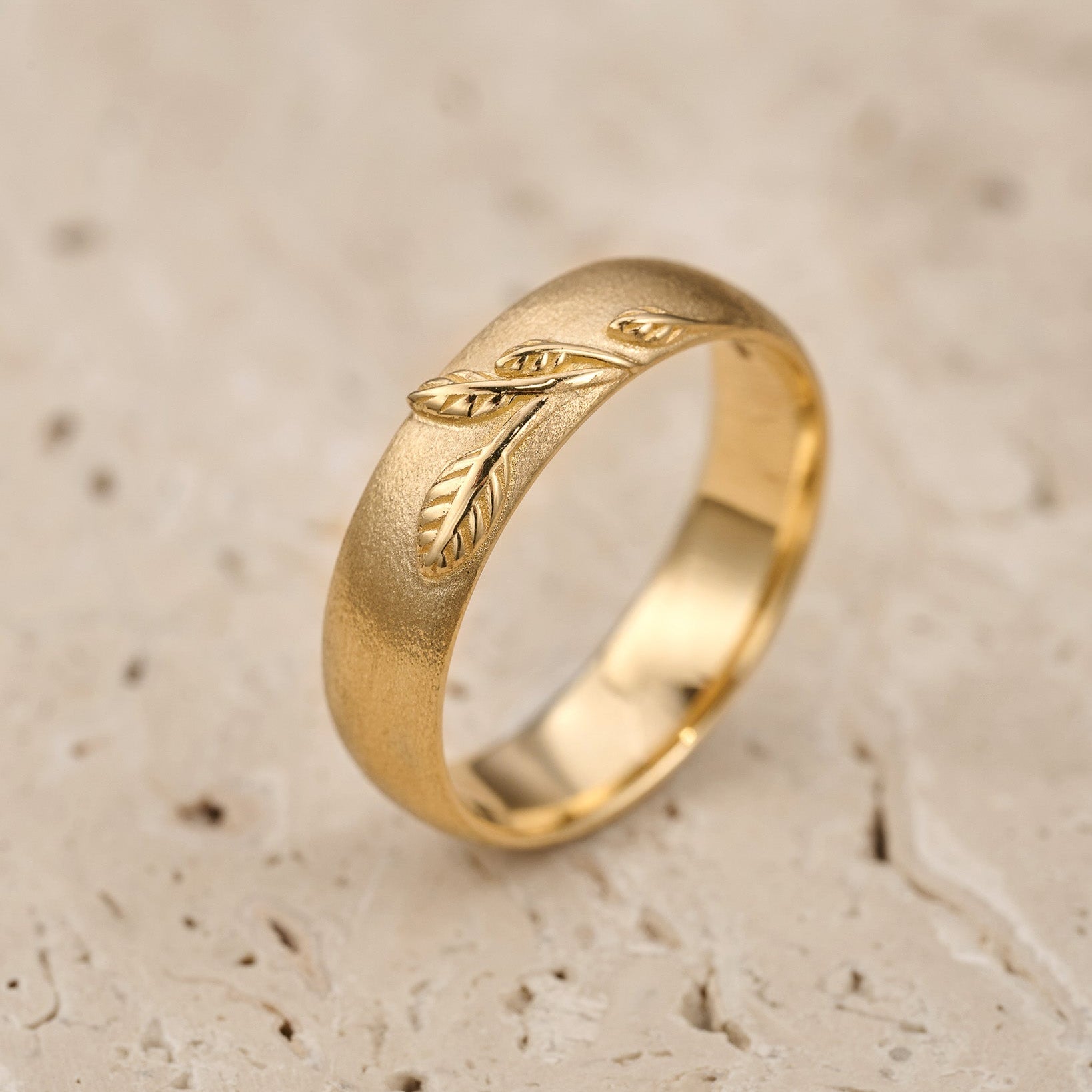 The Intertwined Wedding Set – Sandblasted Branch & Curved Vine Bands