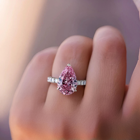 Celina 3CT Pear Cut Pink Gemstone Ring