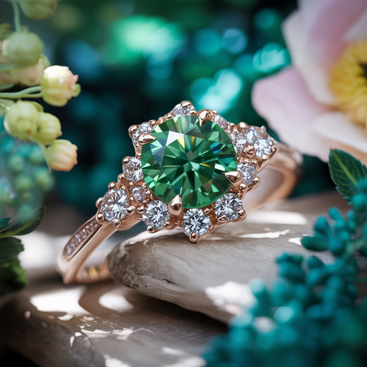 Bethany 1.5CT Round Emerald Green Gemstone Ring