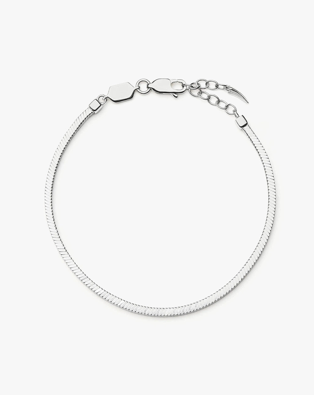 White Gold Plated Silver Square Snake Chain Bracelet