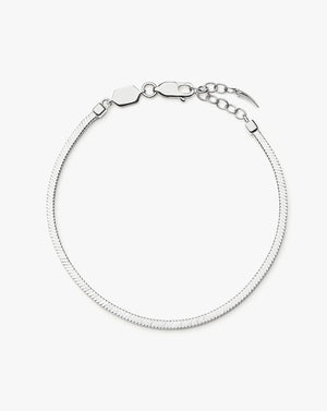 White Gold Plated Silver Square Snake Chain Bracelet