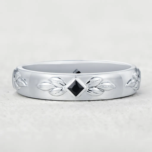 Leaf Shadow | Square Black Sapphire Men's Band