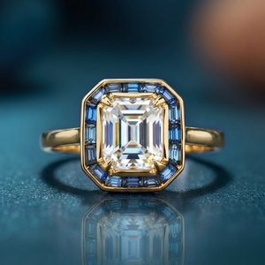 Iris‘s Breeze | 1CT Emerald Cut Halo Moissanite Ring