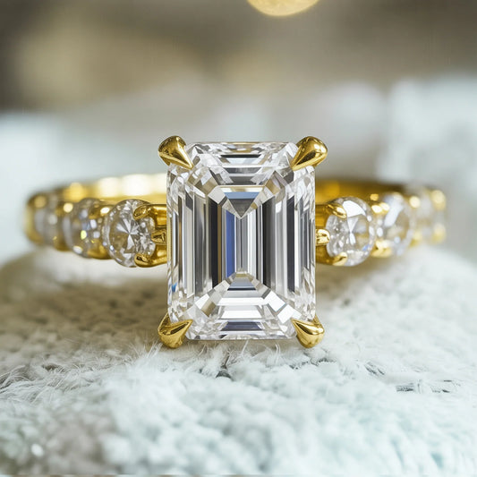 The Celestine 2CT Emerald Cut Moissanite Ring