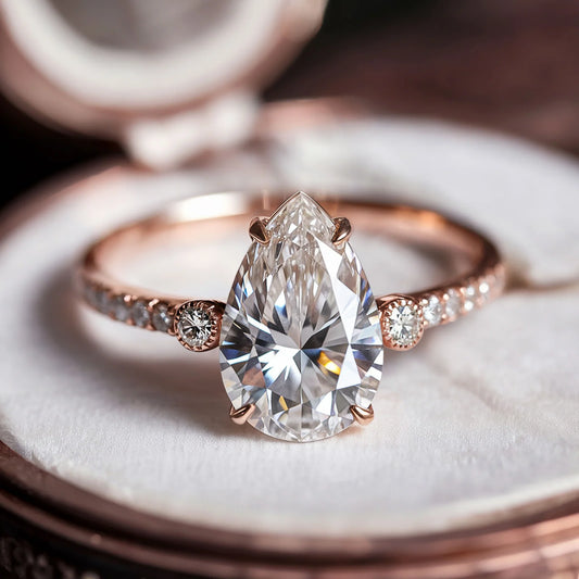 The Luna 2CT Pear Cut Moissanite Ring