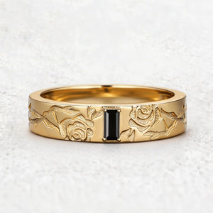 Thorn & Rose | Rectangular Black Diamond Men's Band