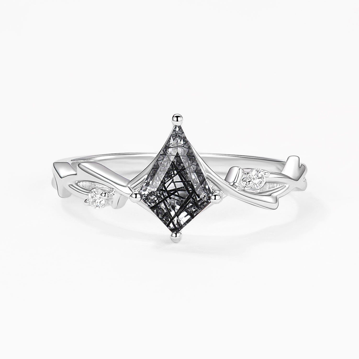 Branch Moss Agate Kite Cut Engagement Ring