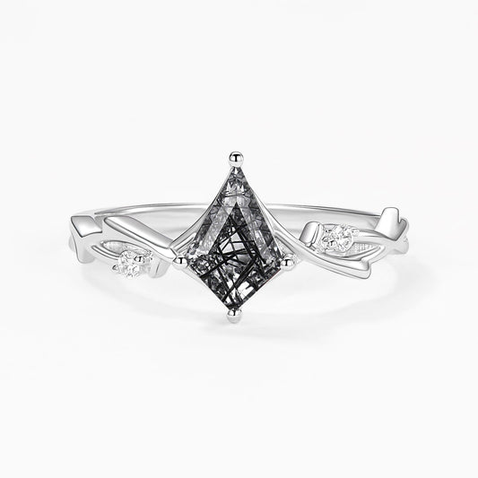 Branch Moss Agate Kite Cut Engagement Ring